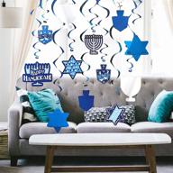 🪴 the dreidel company hanukkah swirl decorations - set of 12 swirls with hanukkah foil cutouts (24") and standalone swirls (18") logo