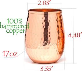 img 2 attached to Copper Stemless Wine Cups Set of 4 - 17oz Solid Hammered Copper Wine Glasses - Ideal Gift Set for Men and Women - Perfect Copper Tumblers for Red/White Wine and Moscow Mules.