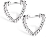 heart huggie hoop earrings, gintan s925 sterling silver beaded heart earrings for women girls, elegant cartilage cuff studs, dainty jewelry gifts logo