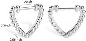 img 3 attached to Heart Huggie Hoop Earrings, Gintan S925 Sterling Silver Beaded Heart Earrings for Women Girls, Elegant Cartilage Cuff Studs, Dainty Jewelry Gifts