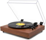 🎵 bluetooth belt-drive turntable with built-in stereo speakers, retro design for 33/45/78 rpm vinyl records, wireless playback, auto-stop & acrylic dust cover - red wood логотип