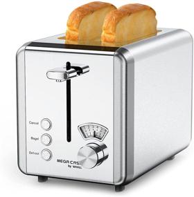 img 4 attached to 🍞 whall Stainless Steel 2 Slice Toaster with Exgs, Bagel/Defrost/Cancel Function, Removable Crumb Tray - Ideal for Various Bread Types, 850W