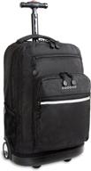 🎒 j world new york sundance rolling backpack - unisex roller bookbag, black, one size logo