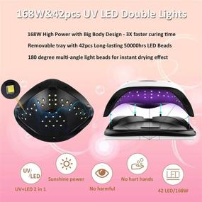 img 1 attached to 💅 Beswon 168W UV LED Nail Lamp Gel Nail Dryer, Portable Curing Light for Gel Polishes with 4 Timer Settings, Professional Salon Curing Lamp for Nail Polish, Nail Art Tools and Accessories