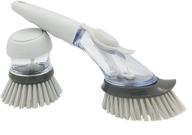 efficient cleaning companion: real home innovations deluxe 2-piece soap dispensing scrub brush set in gray logo