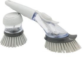 img 4 attached to Efficient Cleaning Companion: Real Home Innovations Deluxe 2-Piece Soap Dispensing Scrub Brush Set in Gray