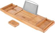 🛀 enhance your bathing bliss with vivohome expandable 43 inch bamboo bathtub caddy tray - smartphone tablet book holders, soap tray, wine glass slot & more! logo