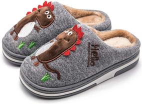 img 4 attached to 👦 Dinosaur Toddler Slippers: Comfy Indoor Shoes for Little Boys