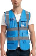 🚧 high visibility safety vest with reflective strips - vicrr, 9 pockets & zipper front - ideal for construction work logo