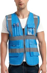 img 4 attached to 🚧 High Visibility Safety Vest with Reflective Strips - VICRR, 9 Pockets & Zipper Front - Ideal for Construction Work