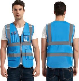 img 3 attached to 🚧 High Visibility Safety Vest with Reflective Strips - VICRR, 9 Pockets & Zipper Front - Ideal for Construction Work