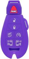 🔑 segaden silicone cover case skin jacket for jeep chrysler dodge 7 button smart remote key fob cv4758 - deep purple logo