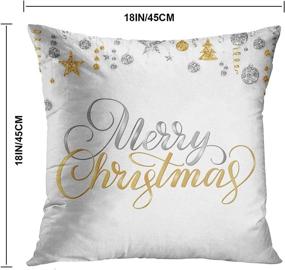 img 3 attached to 🎄 Emvency Merry Christmas Decorative Pillow Covers: Sparkling Gold and Silver Border, Holiday Lettering on White - Set of 2, 20x20 Inch, Hanging Square Cushion Sofa Case