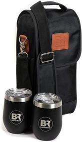 img 3 attached to Black Insulated Wine Carrier: Portable Nautical Wine Purse with Stainless Steel Glasses - Water Resistant Tote Bag Ideal for Picnics, Boating, and Wine Gifts for Women