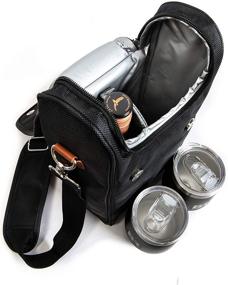 img 2 attached to Black Insulated Wine Carrier: Portable Nautical Wine Purse with Stainless Steel Glasses - Water Resistant Tote Bag Ideal for Picnics, Boating, and Wine Gifts for Women