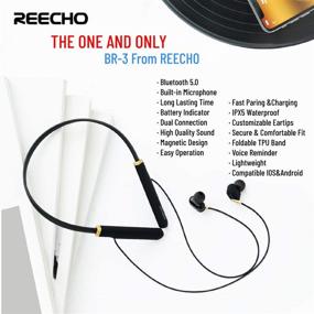 img 3 attached to 🎧 Беспроводные наушники Reecho Bluetooth 5.0 в форме ошейника: водонепроницаемые, шумоподавляющие наушники для спорта, тренировок и бизнеса.