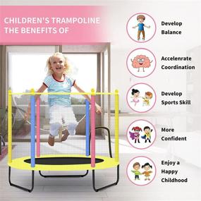 img 3 attached to CLORIS Large Foldable Mini Trampoline for Kids - 55in, Load Capacity 450lbs - With Enclosure Net