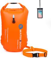 🏊 luxtude dry bag waterproof bag: 20l ultralight swim buoy for open water swimming, safe training, triathletes, kayaking, snorkeling - adjustable waist belt (orange) логотип