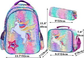 img 3 attached to 🦄 Glitter Unicorn Reversible Backpack - Lightweight Backpacks for Kids