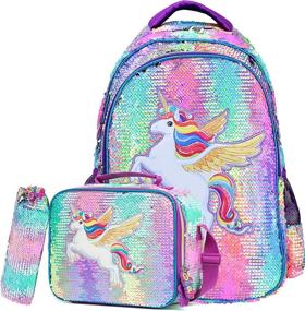 img 4 attached to 🦄 Glitter Unicorn Reversible Backpack - Lightweight Backpacks for Kids