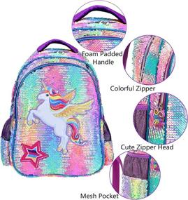 img 2 attached to 🦄 Glitter Unicorn Reversible Backpack - Lightweight Backpacks for Kids