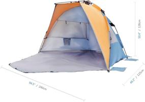 img 2 attached to XL Linke Beach Tent Sun Shelter - Easy Setup Camping 🏕️ Sun Shade Canopy for 4 People, Orange and Blue - with Carry Bag