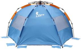 img 1 attached to XL Linke Beach Tent Sun Shelter - Easy Setup Camping 🏕️ Sun Shade Canopy for 4 People, Orange and Blue - with Carry Bag