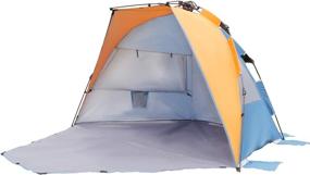 img 3 attached to XL Linke Beach Tent Sun Shelter - Easy Setup Camping 🏕️ Sun Shade Canopy for 4 People, Orange and Blue - with Carry Bag