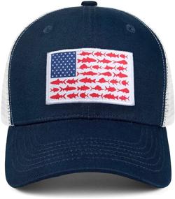 img 2 attached to 🎣 Optimized Fishing Hats for Men - American Fish Flag Trucker Hats - Ideal Outdoor Snapback Caps for Camping and Everyday Use - Great Fishing Gifts