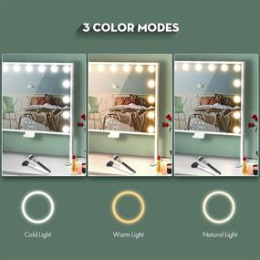 img 2 attached to 💡 Hollywood Vanity Mirror with Lights: Adjustable Height, 3 Color Modes, 2 Charge Ports - 20x16 Inch