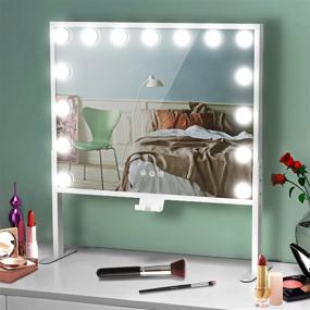 img 4 attached to 💡 Hollywood Vanity Mirror with Lights: Adjustable Height, 3 Color Modes, 2 Charge Ports - 20x16 Inch