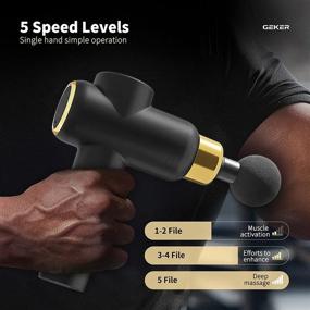 img 2 attached to 💪 GEKER Percussion Massage Gun - Deep Tissue Muscle Massage Gun for Athletes, 5 Speed Levels, 6 Massage Heads Included - Ideal for Gym, Home Post-Workout Recovery (Black)