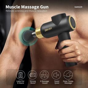 img 3 attached to 💪 GEKER Percussion Massage Gun - Deep Tissue Muscle Massage Gun for Athletes, 5 Speed Levels, 6 Massage Heads Included - Ideal for Gym, Home Post-Workout Recovery (Black)