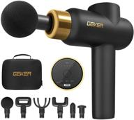 💪 geker percussion massage gun - deep tissue muscle massage gun for athletes, 5 speed levels, 6 massage heads included - ideal for gym, home post-workout recovery (black) logo