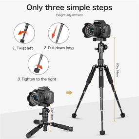 img 1 attached to 📷 Koolehaoda Portable Mini Tripod with Ball Head and Bag - 20 inch / 51cm Height, Aluminum Alloy, DSLR Camera and Video Camcorder Compatible, Load Capacity up to 11lbs / 5kg - (Black)