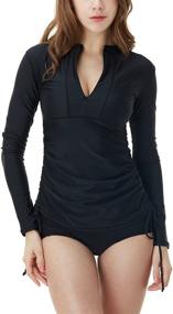 img 4 attached to TSLA TM FSZ04 BLK_Small Half Zip Rashguard Swimsuit Women's Clothing and Swimsuits & Cover Ups