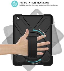 img 2 attached to 📱 ProCase iPad 2 3 4 Case (Old Model), Rugged Shockproof Protective Cover with 360° Rotatable Kickstand for Apple iPad 2/iPad 3/iPad 4 - Black