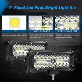 img 3 attached to 🚗 AUTOSAVER88 7 Inch 240W 24000lm Led Pod Lights - Off Road Truck Pickup SUV ATV UTV Led Light Bar with Spot&amp;Flood Combo Beam, IP68 Waterproof
