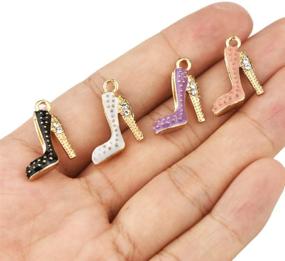 img 1 attached to 👠 40pcs High Heels Charms for Jewelry Making DIY: Black, White, Pink, Purple