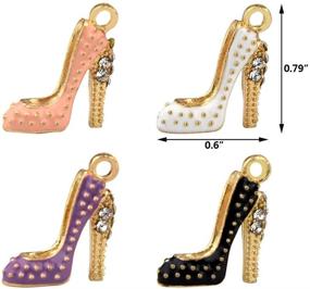 img 2 attached to 👠 40pcs High Heels Charms for Jewelry Making DIY: Black, White, Pink, Purple