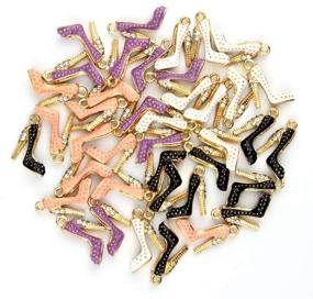 img 3 attached to 👠 40pcs High Heels Charms for Jewelry Making DIY: Black, White, Pink, Purple