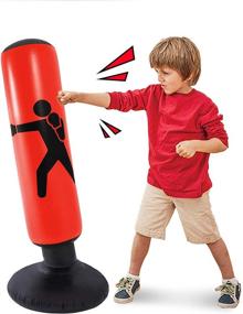 img 4 attached to 🥊 Inflatable Kids Punching Bag with Stand - 64 Inch Freestanding Bounce-Back Punching Bag for Kids and Adults - Perfect for Karate, Taekwondo, MMA - Red