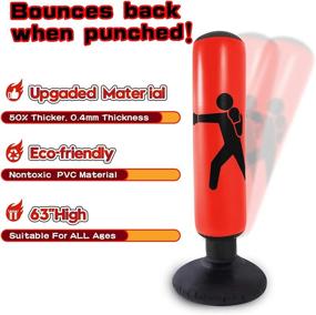 img 3 attached to 🥊 Inflatable Kids Punching Bag with Stand - 64 Inch Freestanding Bounce-Back Punching Bag for Kids and Adults - Perfect for Karate, Taekwondo, MMA - Red