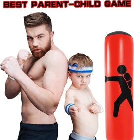 img 1 attached to 🥊 Inflatable Kids Punching Bag with Stand - 64 Inch Freestanding Bounce-Back Punching Bag for Kids and Adults - Perfect for Karate, Taekwondo, MMA - Red