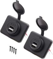 wymect dual usb charger socket 12v/24v 2.1a & 2.1a for car boat marine rv mobile (surface mount installation) - 2 pack logo