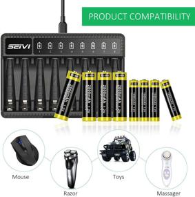 img 1 attached to SEIVI 8 Bay Individual AA AAA Battery Charger: USB High-Speed Charging for Ni-MH Ni-CD Rechargeable Batteries