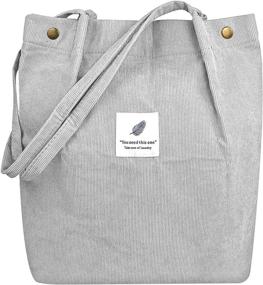 img 4 attached to 👜 Corduroy Women's Tote Bag: Stylish and Functional for Work, Beach, Shopping, and Travel