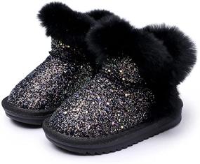 img 1 attached to Odema Glitter Sequin Snow Boots for Toddler Girls with Fur Ankle Booties - Lightweight Winter Snow Boots