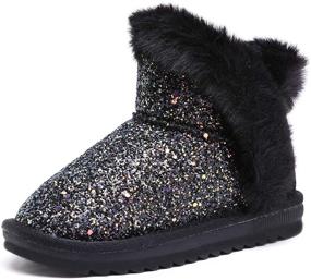 img 4 attached to Odema Glitter Sequin Snow Boots for Toddler Girls with Fur Ankle Booties - Lightweight Winter Snow Boots