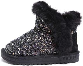 img 3 attached to Odema Glitter Sequin Snow Boots for Toddler Girls with Fur Ankle Booties - Lightweight Winter Snow Boots
